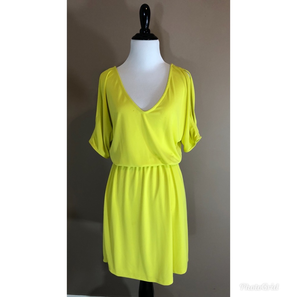 Zara Elastic Waistband Dress Keyhole Sleeves Small